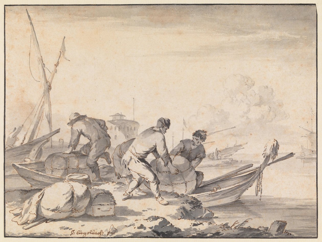 Porto marítimo italiano de Johannes Lingelbach