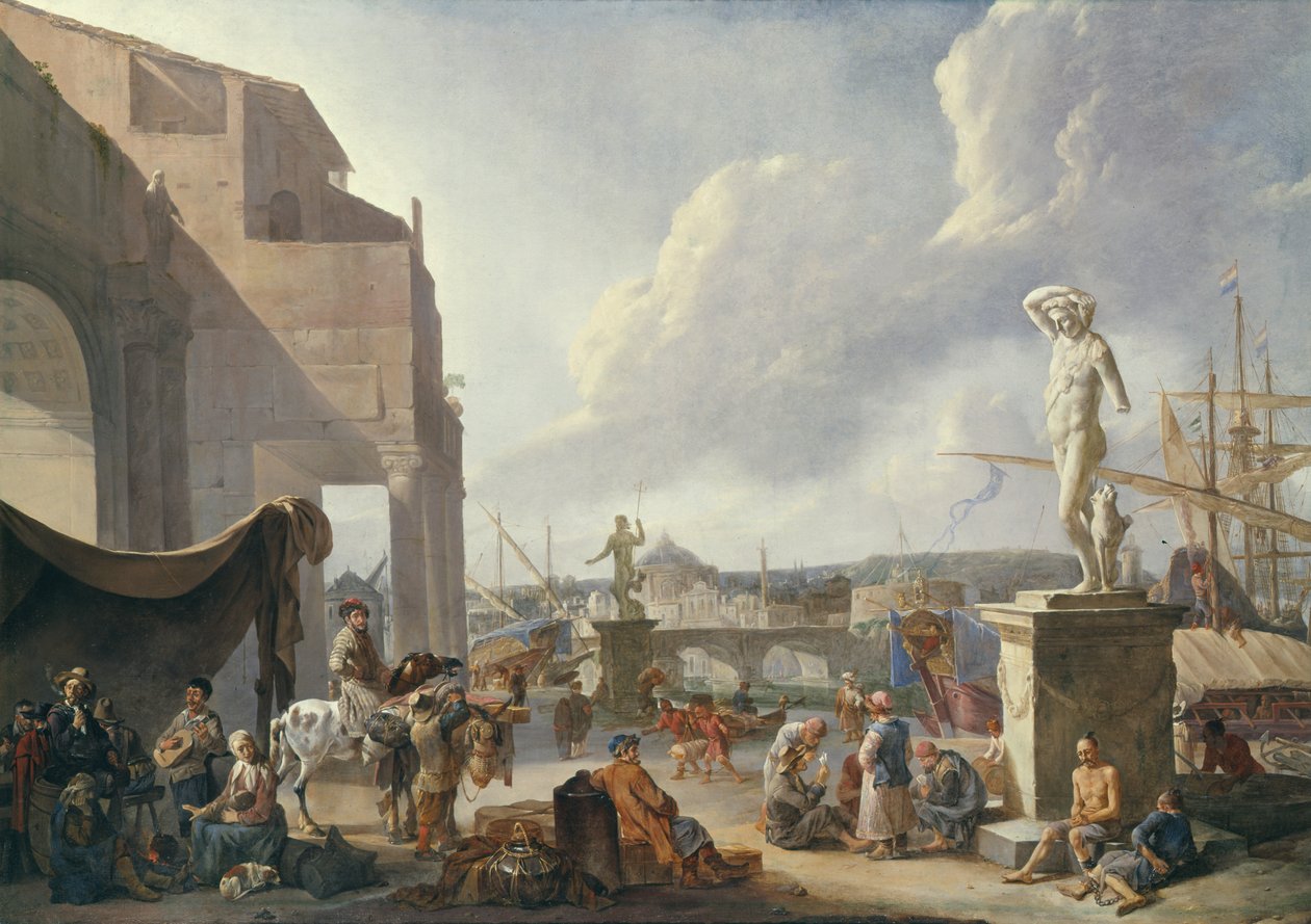 Porto italiano de Johannes Lingelbach