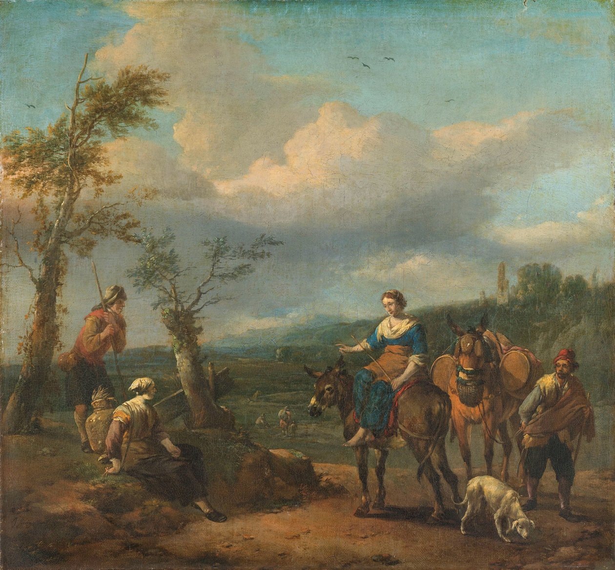 Paisagem italiana com figuras de Johannes Lingelbach
