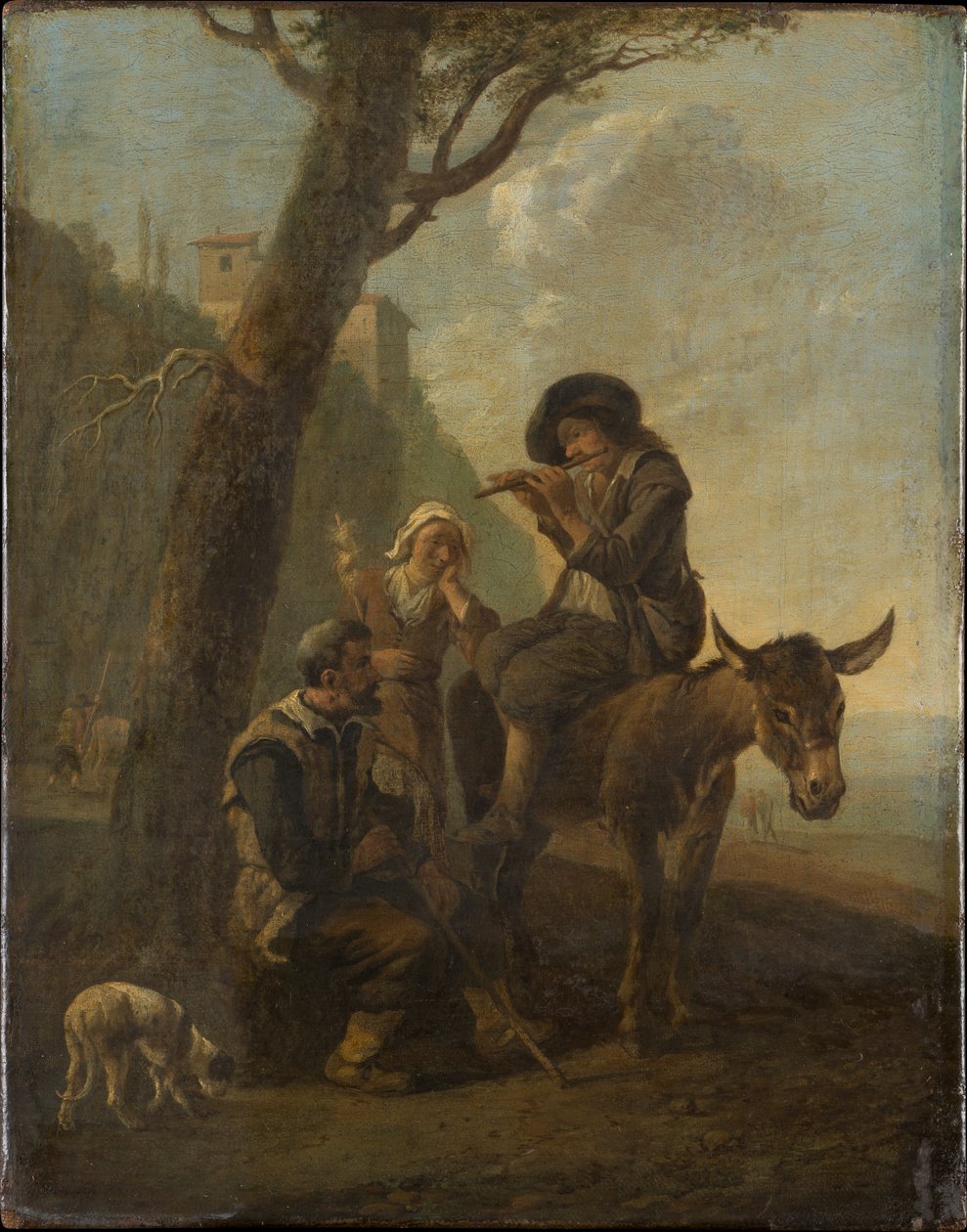 Família de pastores romanos a descansar sob uma árvore de Johannes Lingelbach