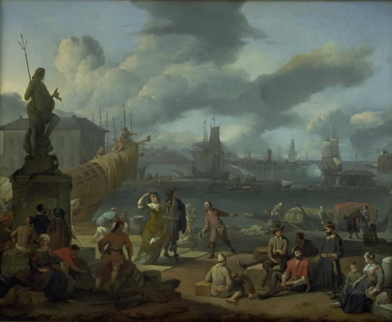 Porto do sul entre rochas de Johannes Lingelbach