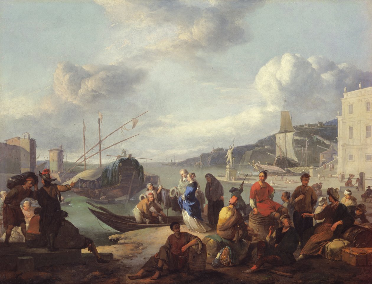 Vista de um porto, 1666 de Johannes Lingelbach