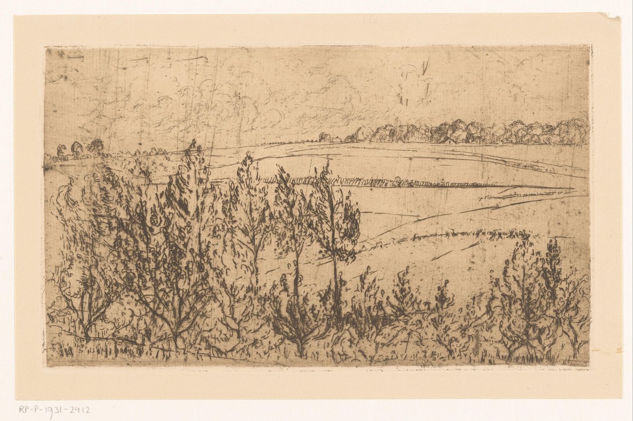 Paisagem com campos e árvores de Johannes Löhr