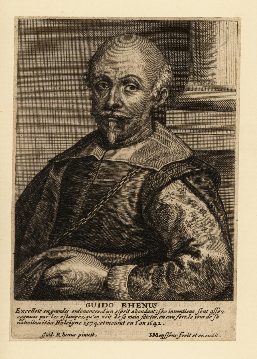 Retrato de Guido Reni, pintor italiano da escola bolonhesa do período barroco de Johannes Meyssens