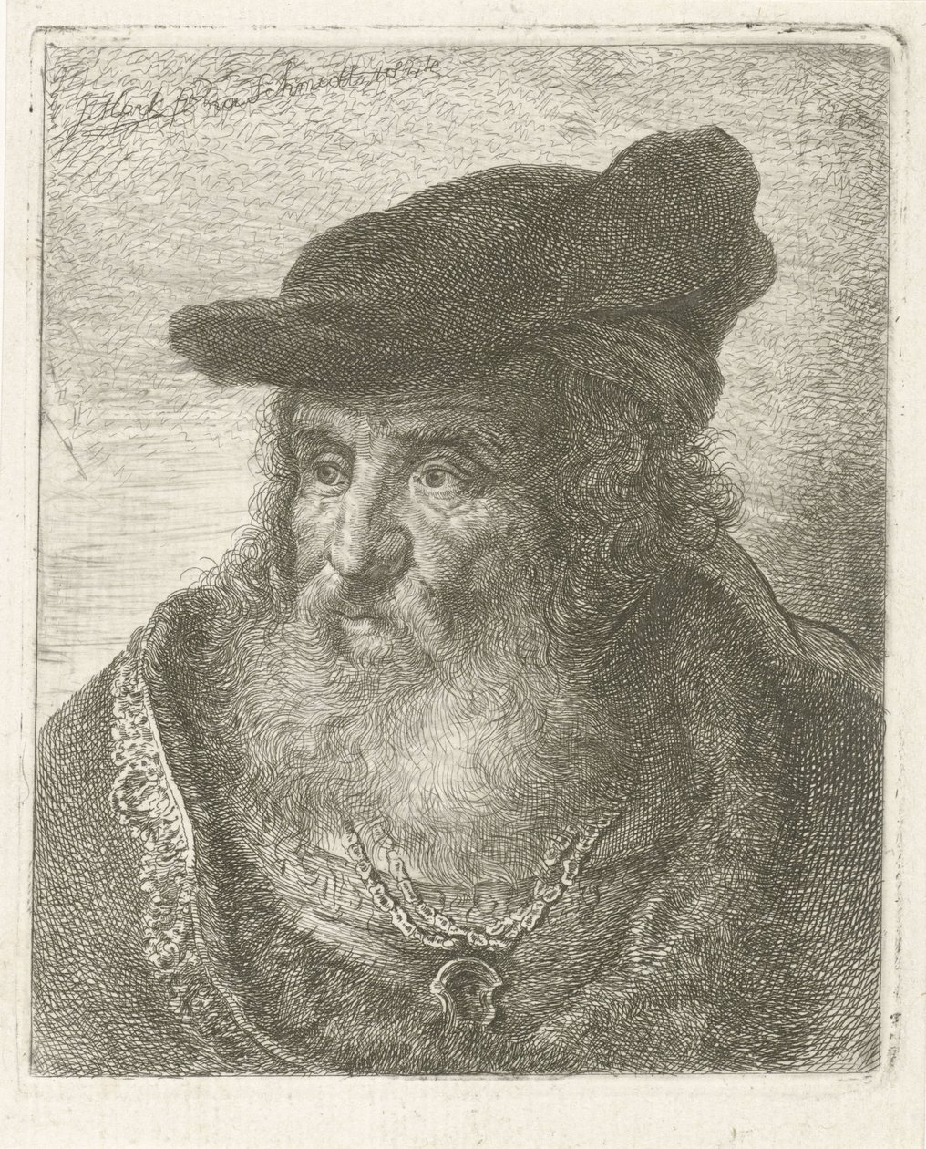 Retrato de um homem velho com boina de Johannes Mock