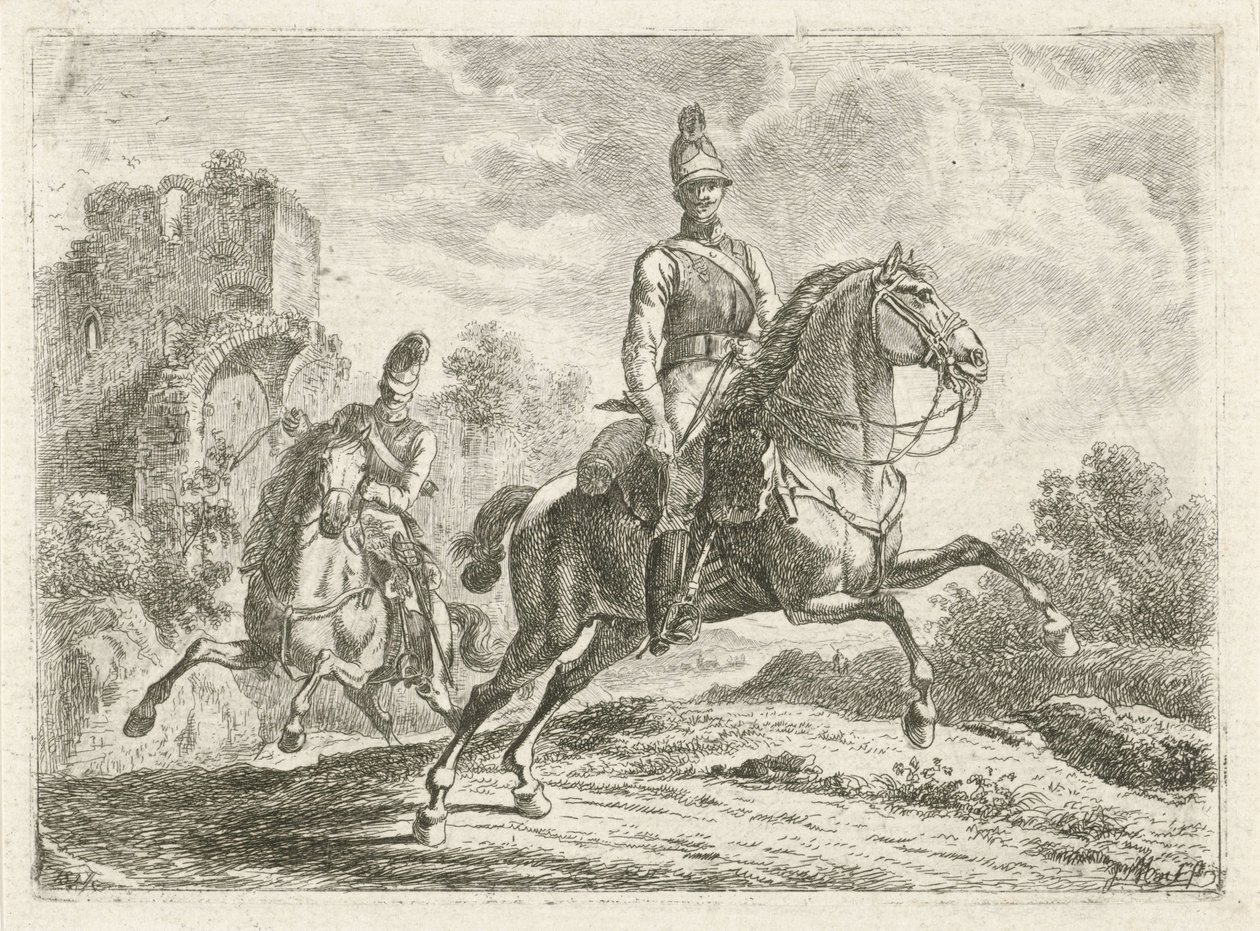 Dois soldados a cavalo de Johannes Mock