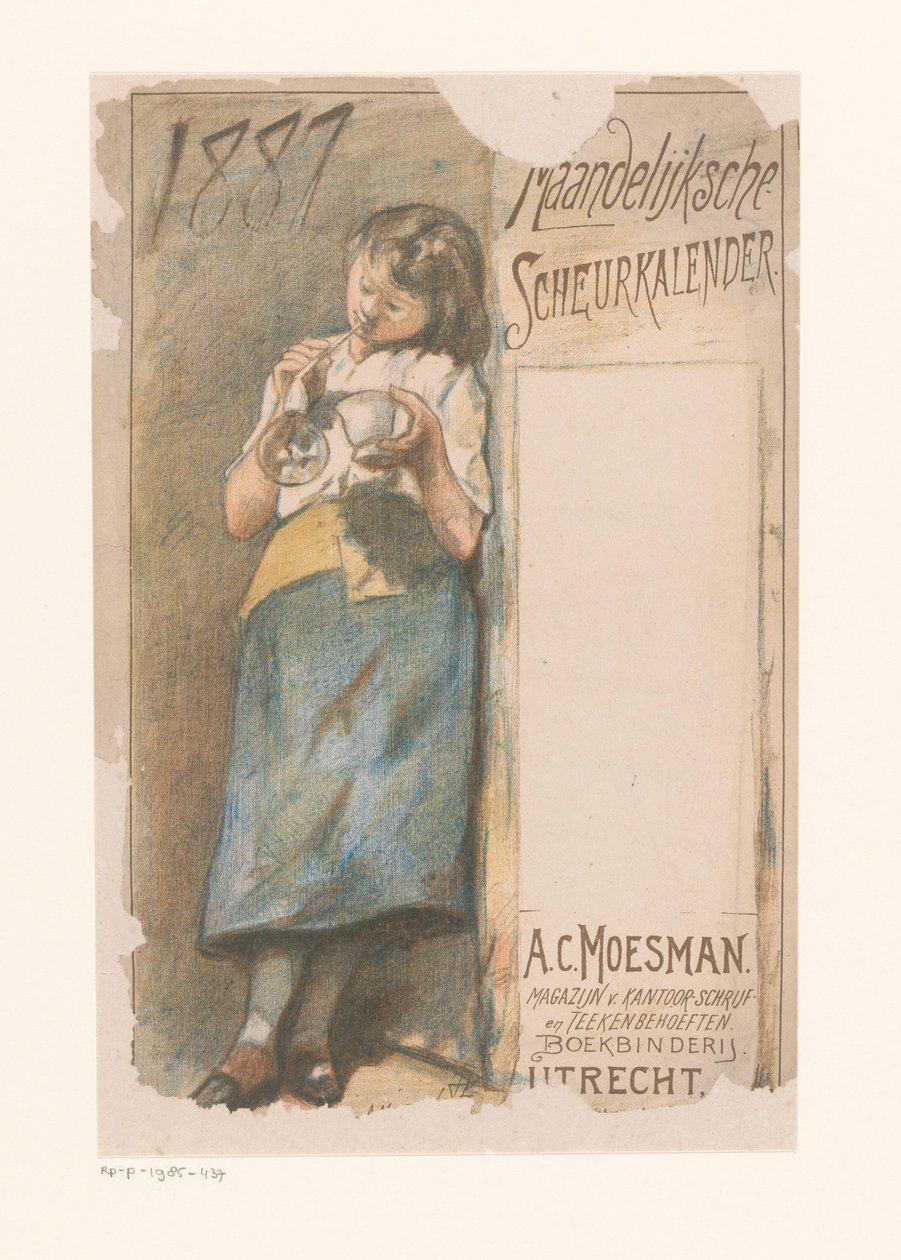 Calendário de rasgão com bolhas de ar de rapariga
Calendário mensal de desmontagem 1887 (título sobre o objecto) de Johannes Moesman