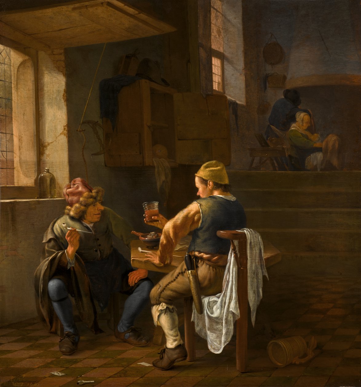 Cena de uma taberna com camponeses a fumar e a beber de Johannes Natus