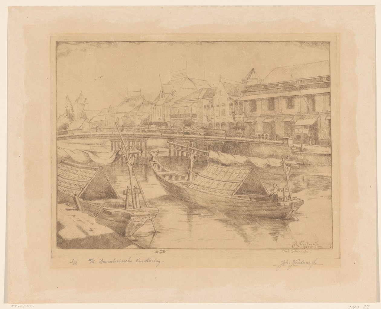Ponte vermelha na cidade mais baixa de Surabaya em East Java de Johannes Nicolaas