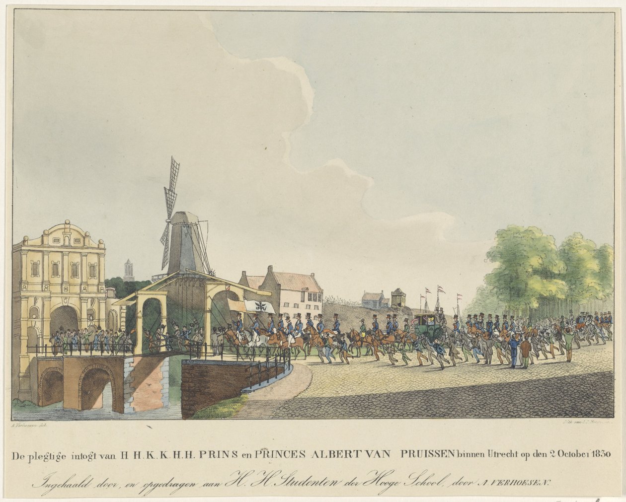 Entrada da Princesa Marianne e do seu marido Príncipe Alberto em Utrecht, 1830
O solene discurso de H.H.K.H. Príncipe e Princesa Albert da Prússia em Utreque, a 2 de Outubro de 1830 (título sobre o objecto) de Johannes Paulus Houtman