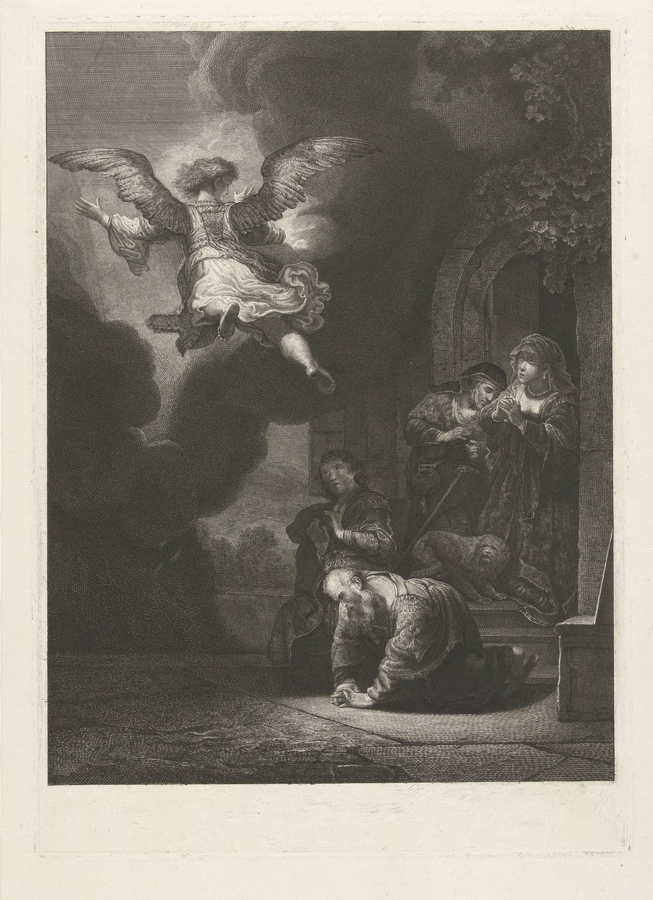 O anjo deixa Tobias e a sua família de Johannes Pieter de Frey