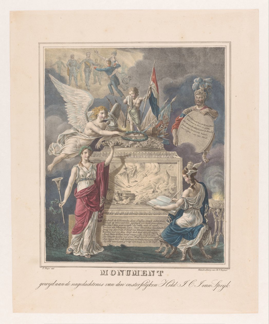 Monumento funerário alegórico para Jan Carel Josephus van Speijk Monumento dedicado à memória do imortal Herói J.C.J. van Speijk (título no objeto) de Johannes Steyn