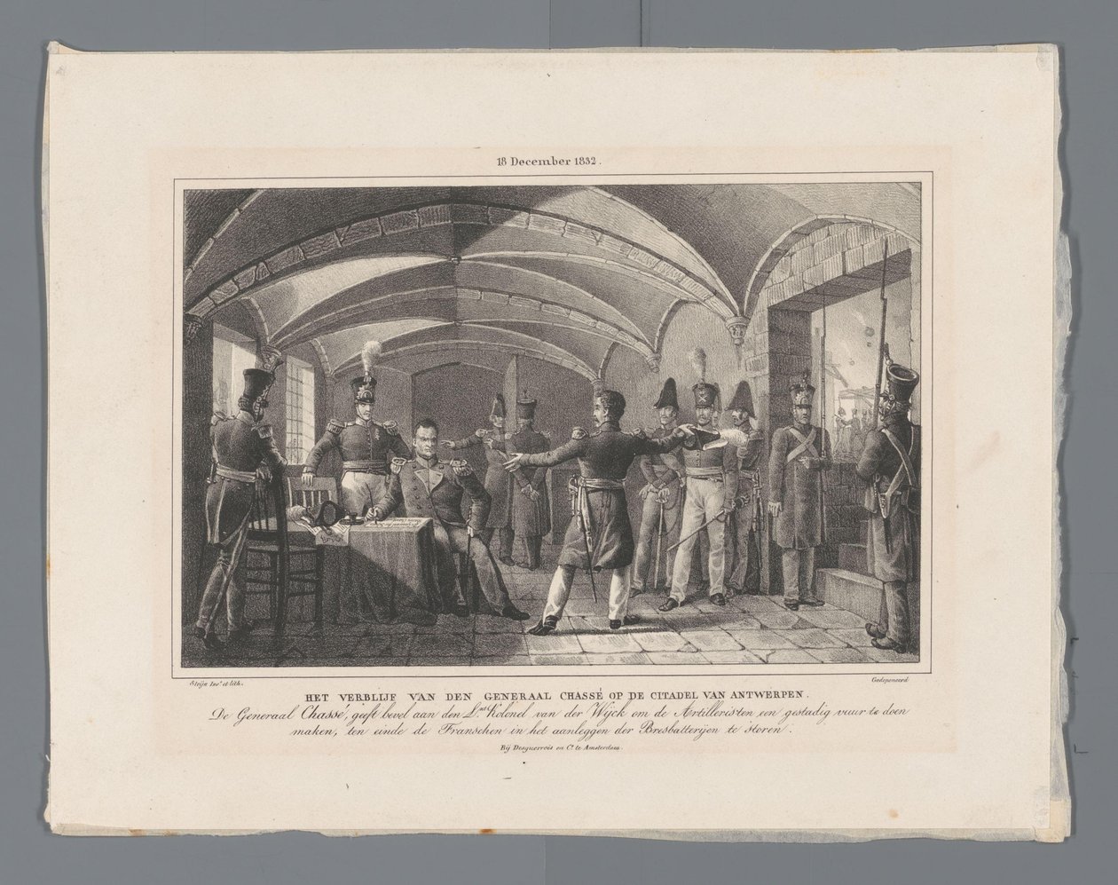 A estadia do general Chassé na Cidadela de Antuérpia / (18 de Dezembro de 1832.) (título sobre o objecto)
Quatro placas da defesa da Cidadela 10-18 de Dezembro de 1832 (título da série) de Johannes Steyn