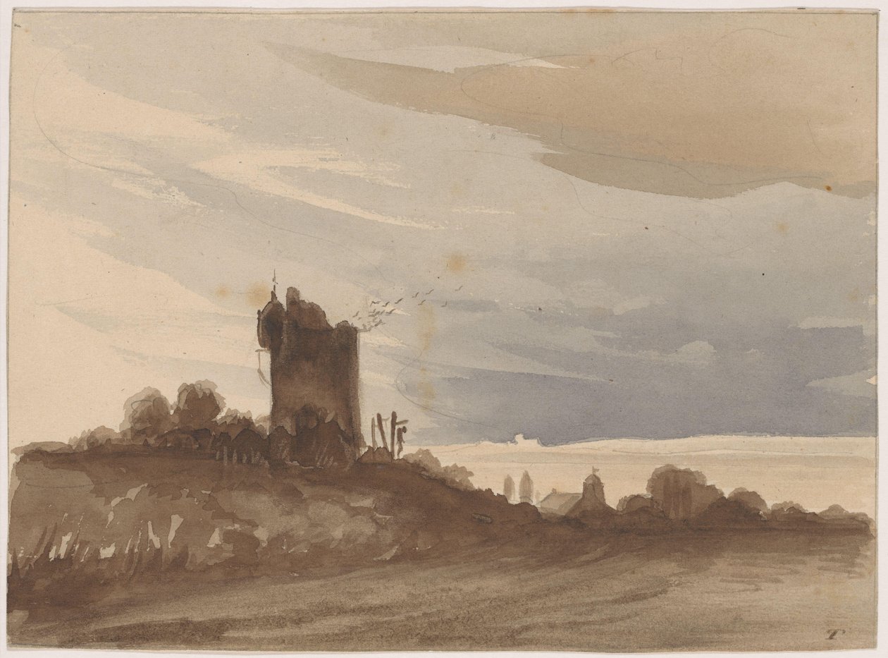 Paisagem com torre dilapidada de Johannes Tavenraat