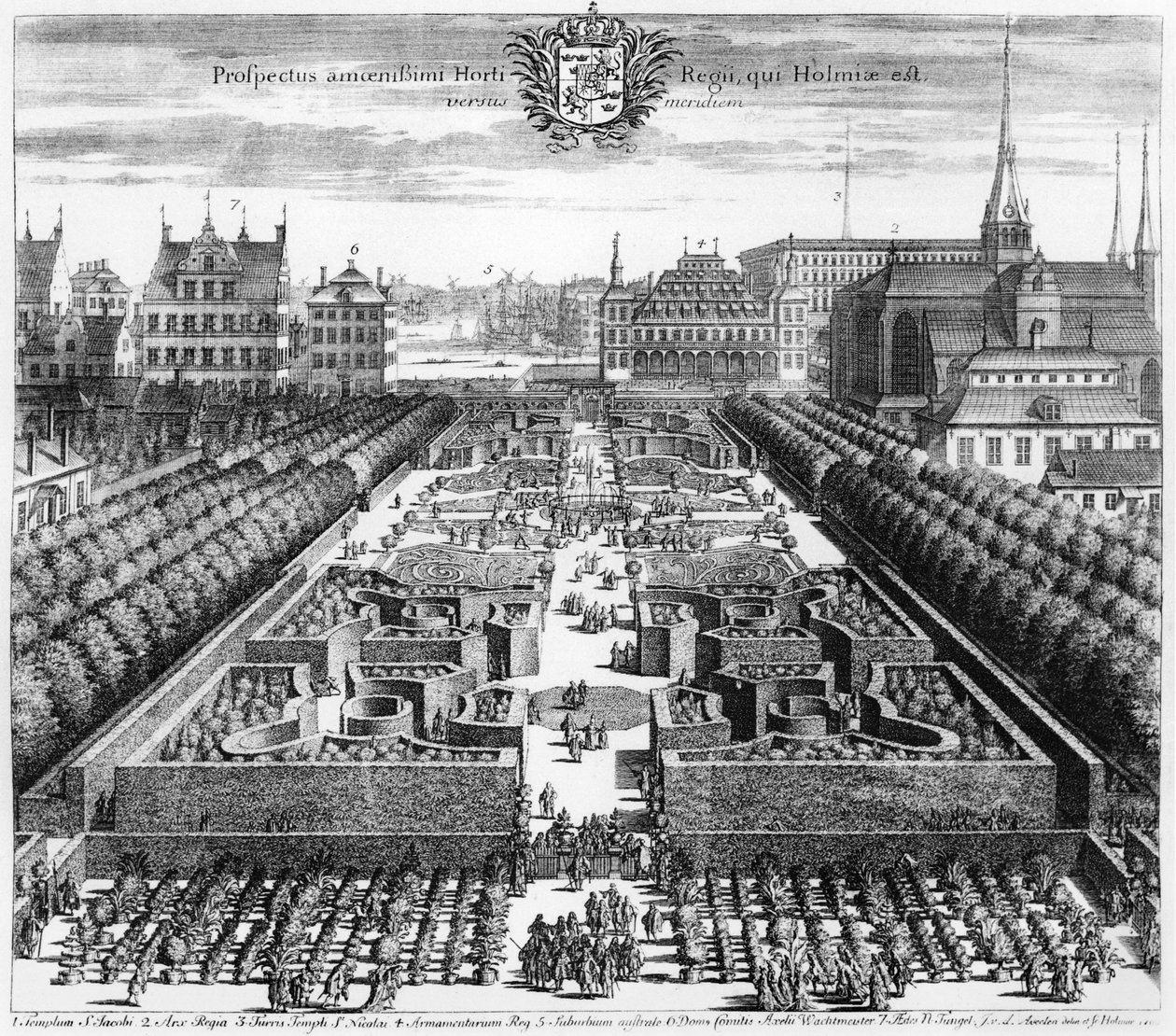 Royal Garden de Estocolmo, a partir de "antigo e moderno na Suécia, final do século 17 de Johannes Van den Aveele