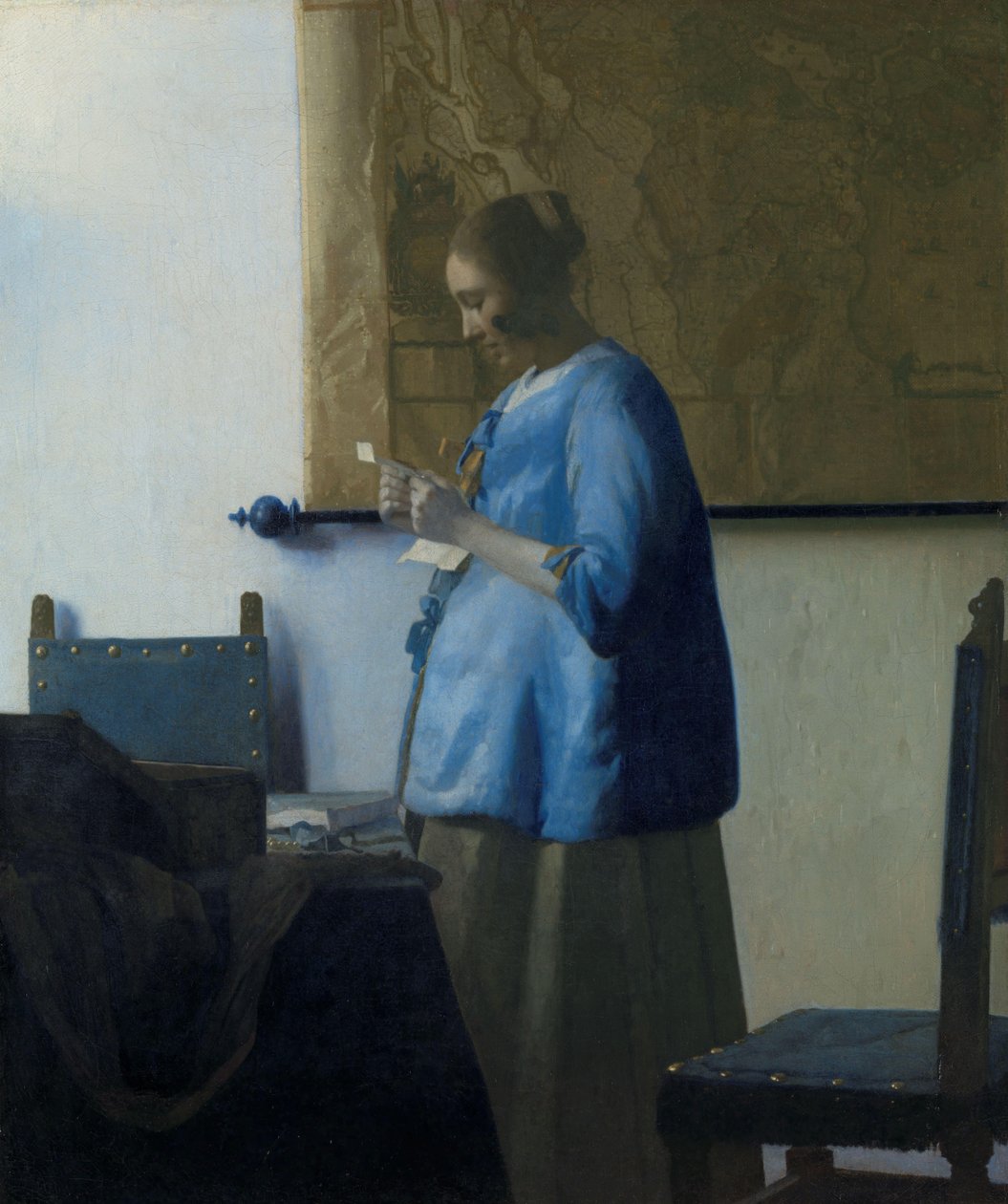 Mulher de azul lendo uma carta Mulher lendo uma carta de Johannes Vermeer