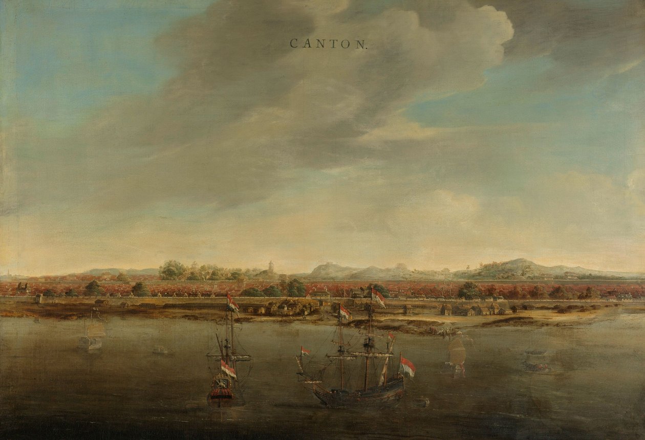 Vista do cantão na china, c. 1662-3 de Johannes Vinckeboons