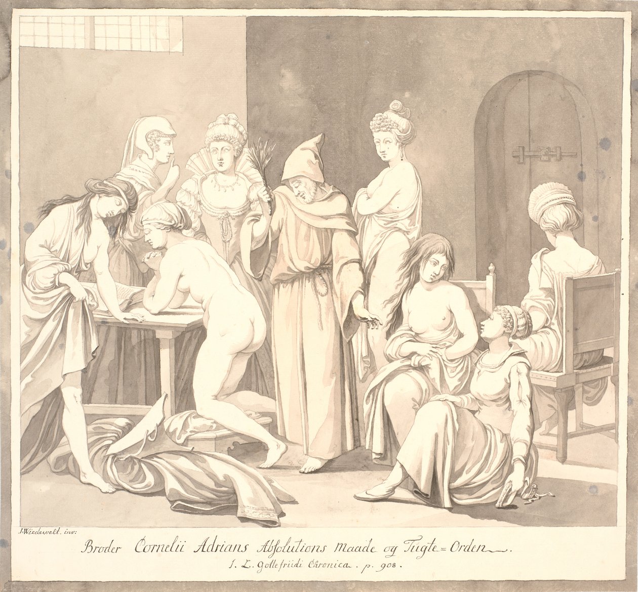 "Broder Cornelius Adrians Absolutions Maade og Tugte=Orden. / J.L. Gottefriidi Chronica. p. 908." de Johannes Wiedewelt