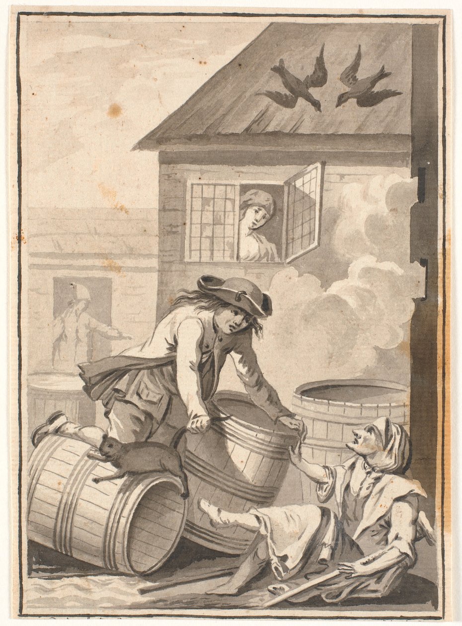 Jens Blok e Gunild. Ilustração para Ludvig Holberg: Peder Paars 1772. (2º livro, 3ª música) de Johannes Wiedewelt