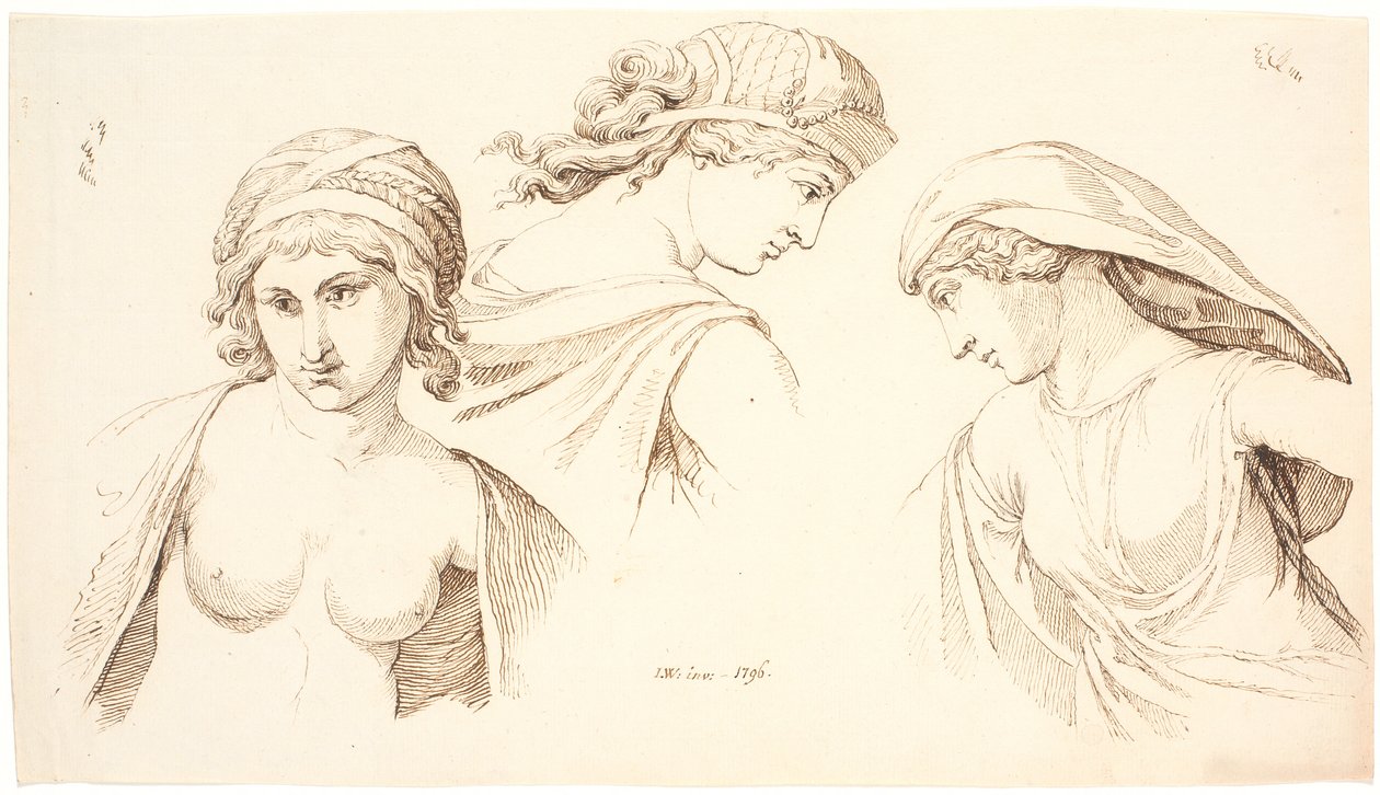 Três cabeças femininas clássicas de Johannes Wiedewelt