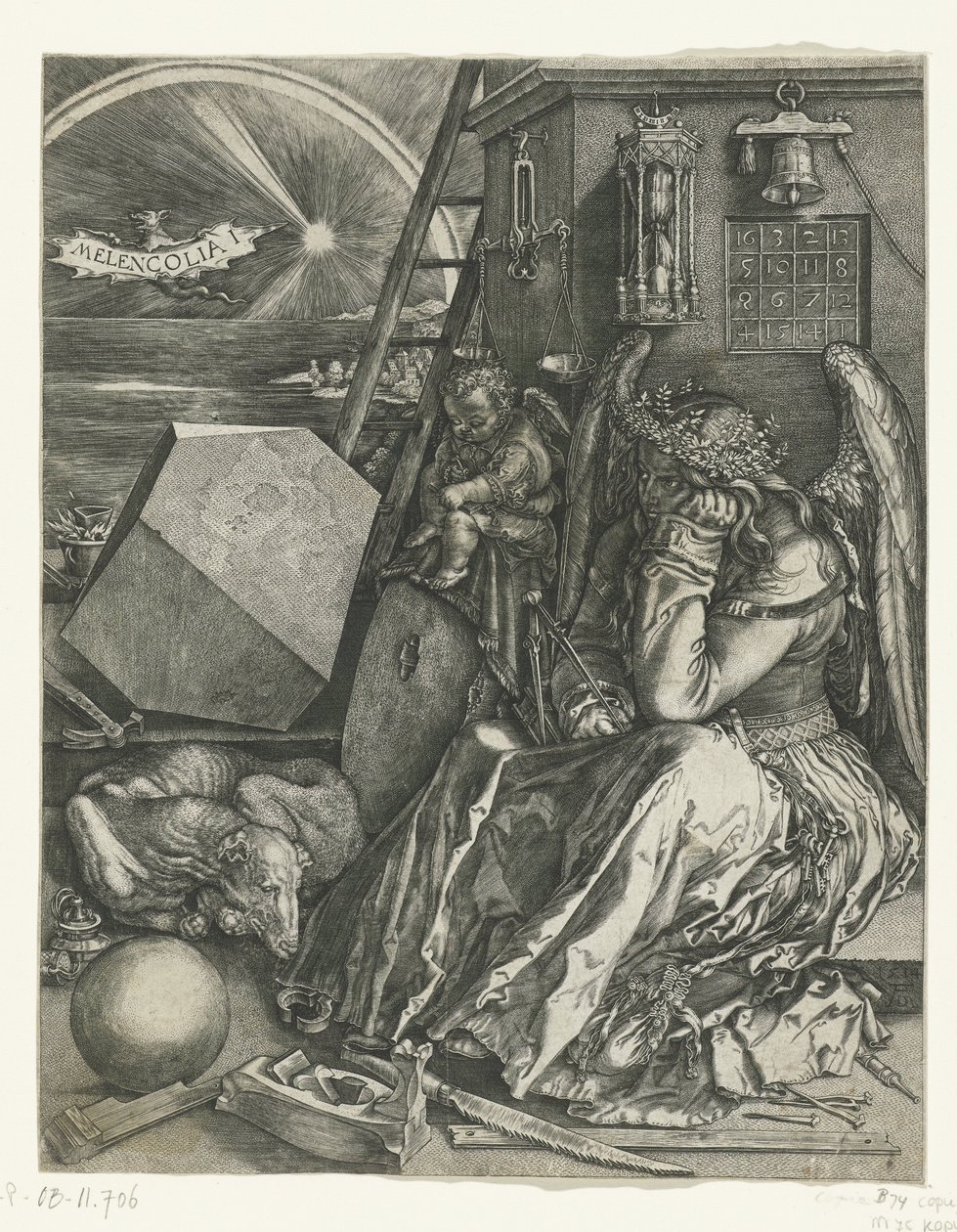 Melancholie
Melencolia I (título sobre o objecto) de Johannes Wierix