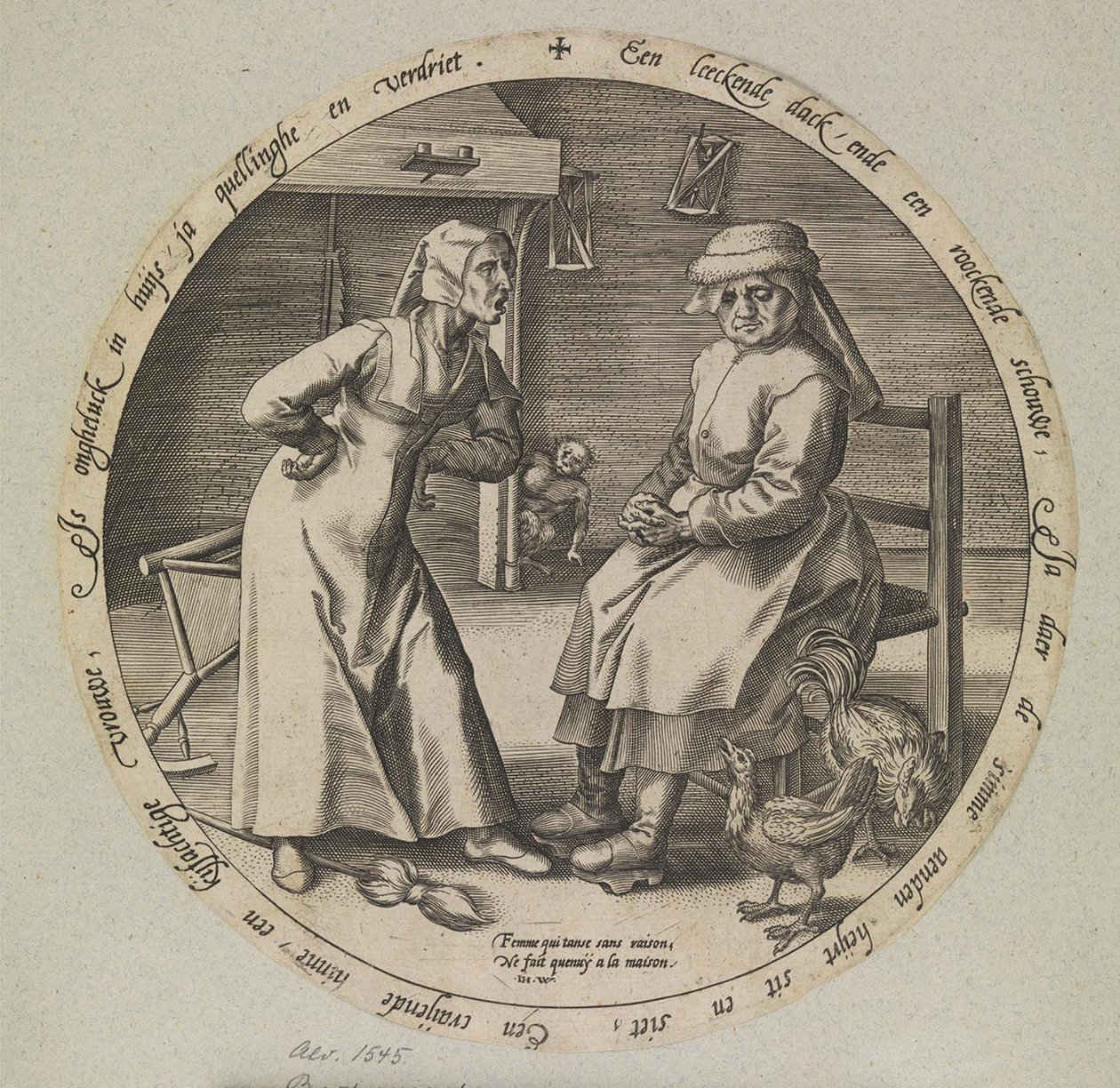 A mulher repreendedora e a galinha cacarejante de Johannes Wierix