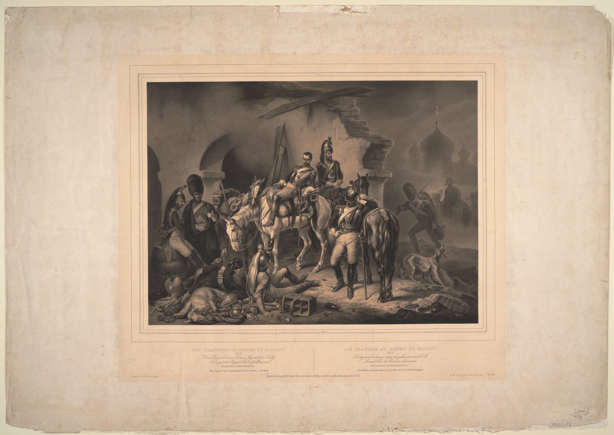 O exército francês no Kremlin de Moscou, 1830 de Johannes Woelffle