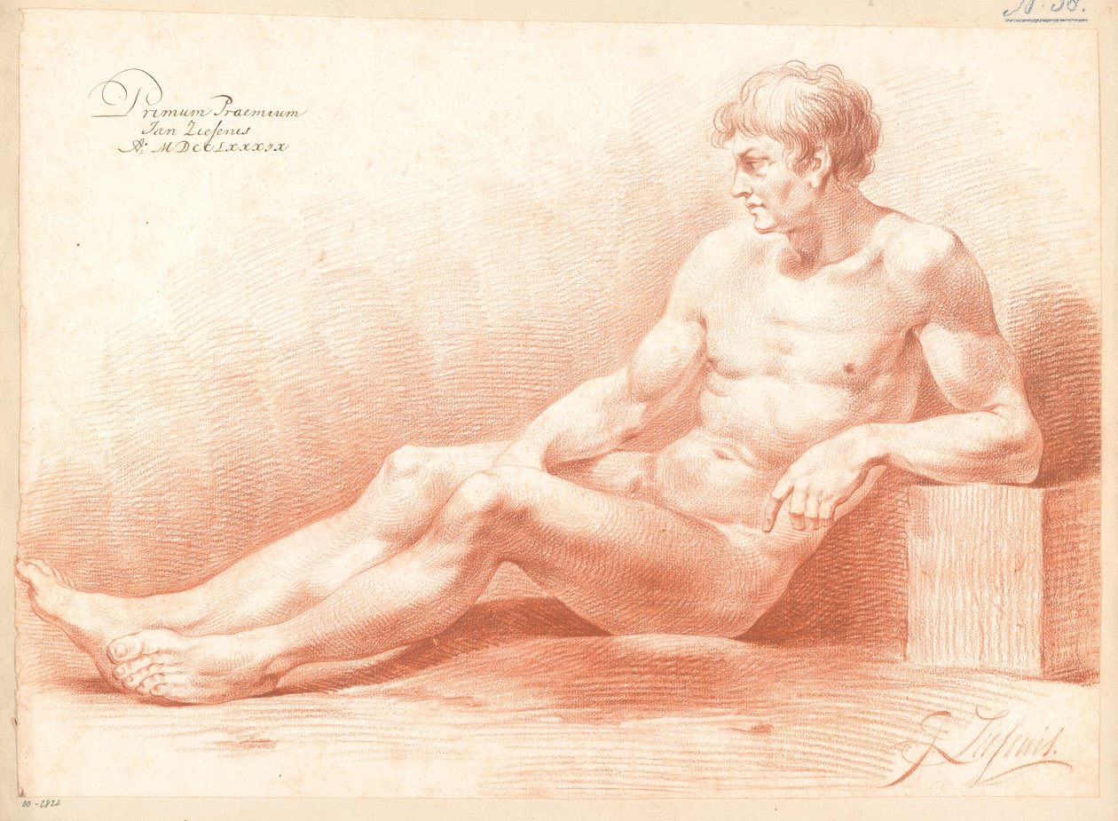 Sentado nu masculino, visto de lado (1º prémio 1789) de Johannes Ziesenis