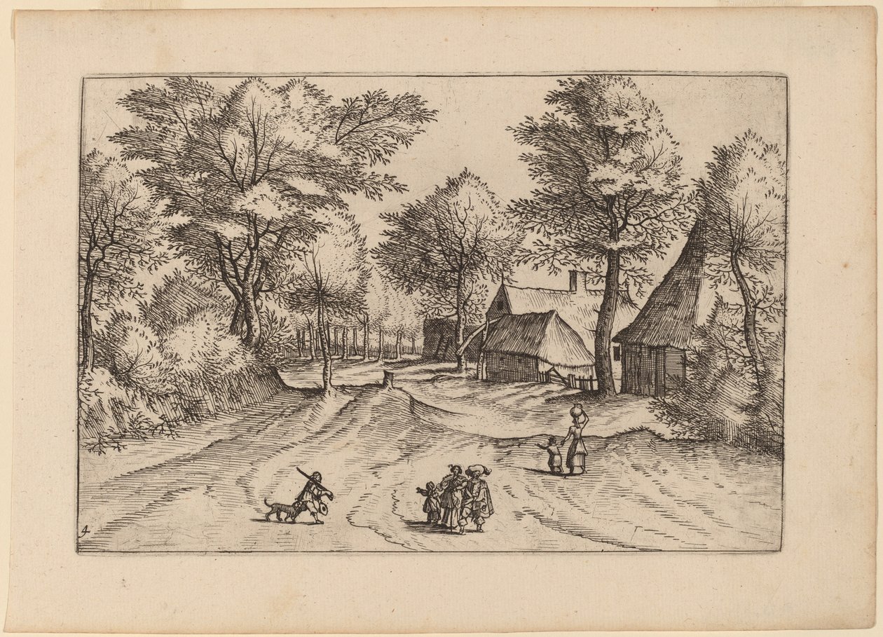 Estrada da Aldeia com Fazenda e Galpões de Johannes and Lucas van Doetechum after Master of the Small Landscapes