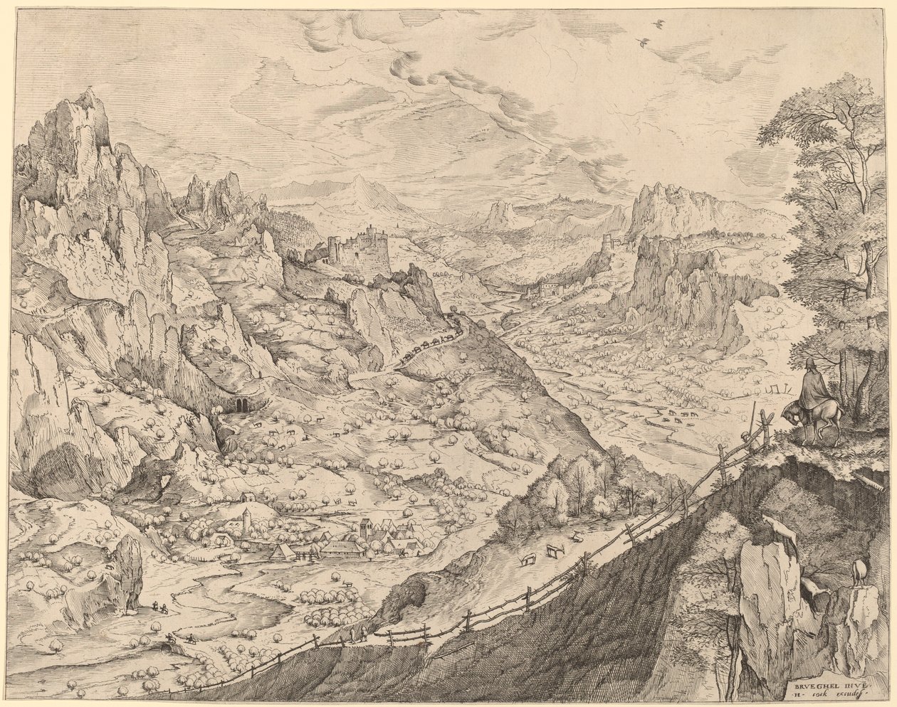 Grande paisagem alpina de Johannes and Lucas van Doetechum after Pieter Bruegel the Elder