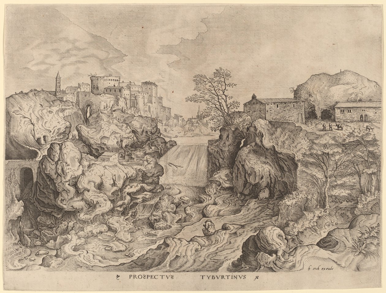 Prospecto Tyburtinus (Vista do Tibre) de Johannes and Lucas van Doetechum after Pieter Bruegel the Elder
