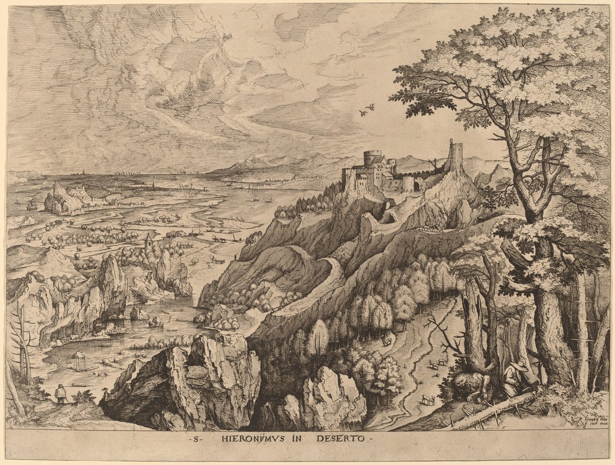 S. Hieronymus in Deserto (São Jerônimo no Deserto) de Johannes and Lucas van Doetechum after Pieter Bruegel the Elder