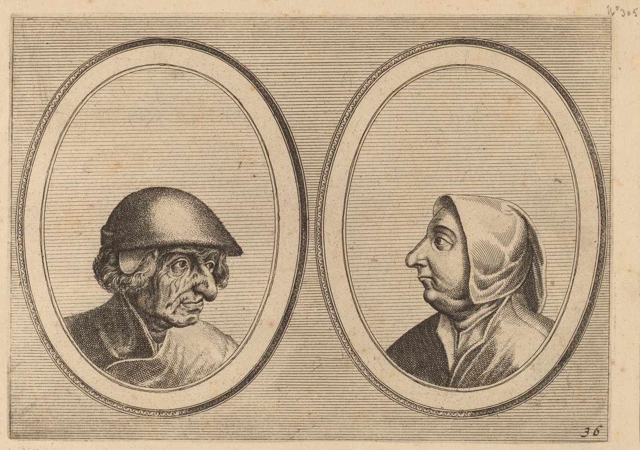 "Schonckje Wel-bedrocht" e "Pronckje Heel-volmaeckt" de Johannes and Lucas van Doetechum after Pieter Bruegel the Elder