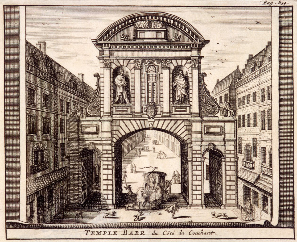 Temple Bar, Londres, c1700 de Johannes de Ram