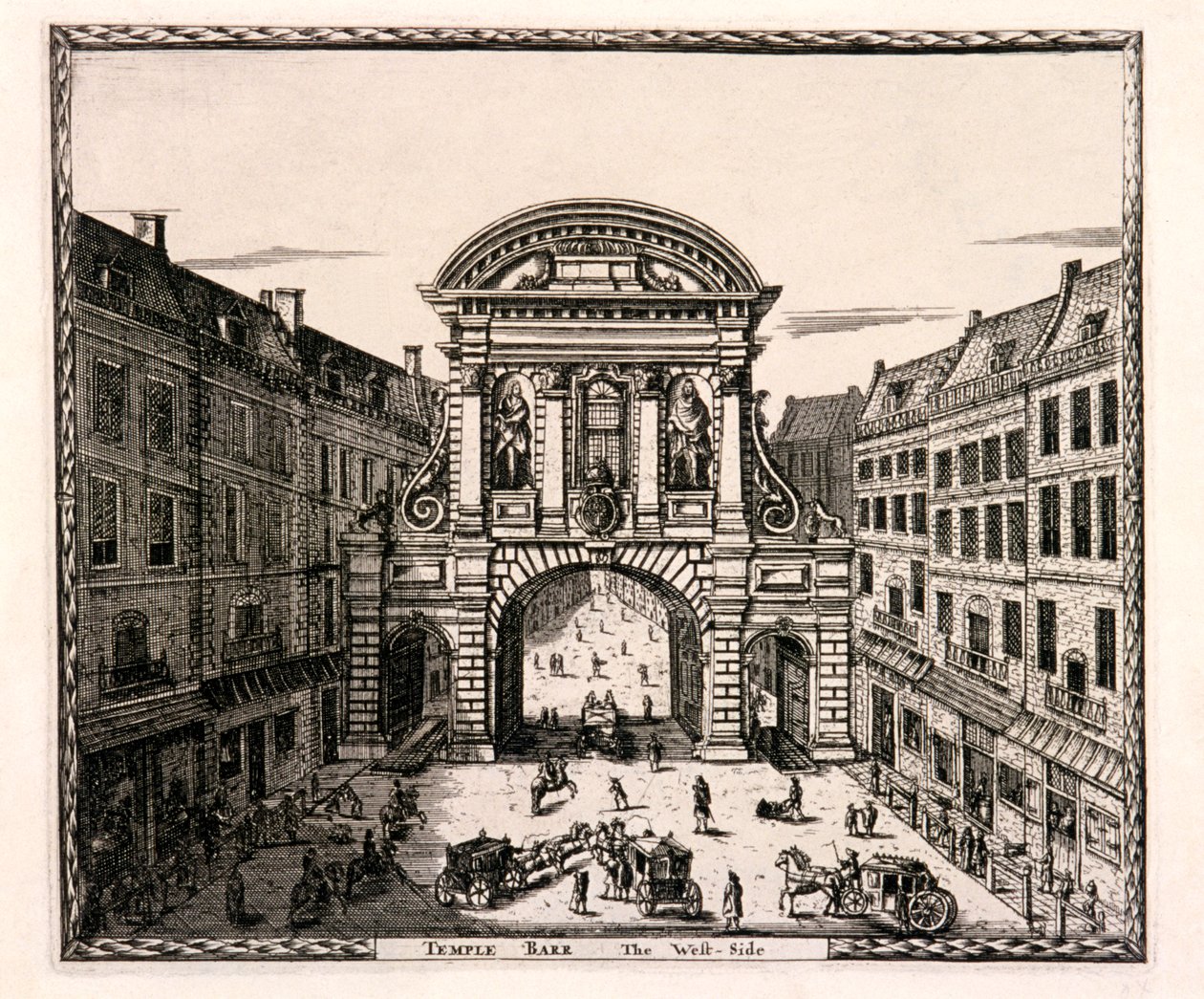 Temple Bar, Londres, c1700 de Johannes de Ram