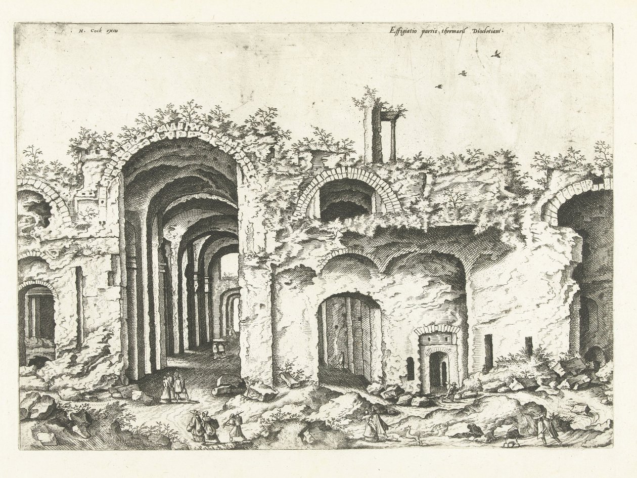 Terceira vista dos Banhos de Diocleciano
Ruínas romanas, 1561 (título da série) de Johannes of Lucas van Doetechum (attributed to)