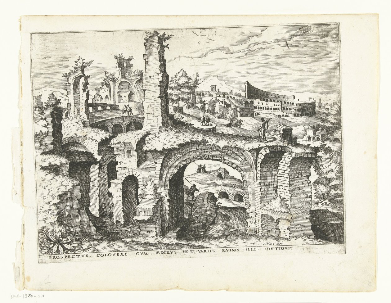 Vista do Coliseu
Ruínas romanas, 1561 (título da série) de Johannes of Lucas van Doetechum (attributed to)