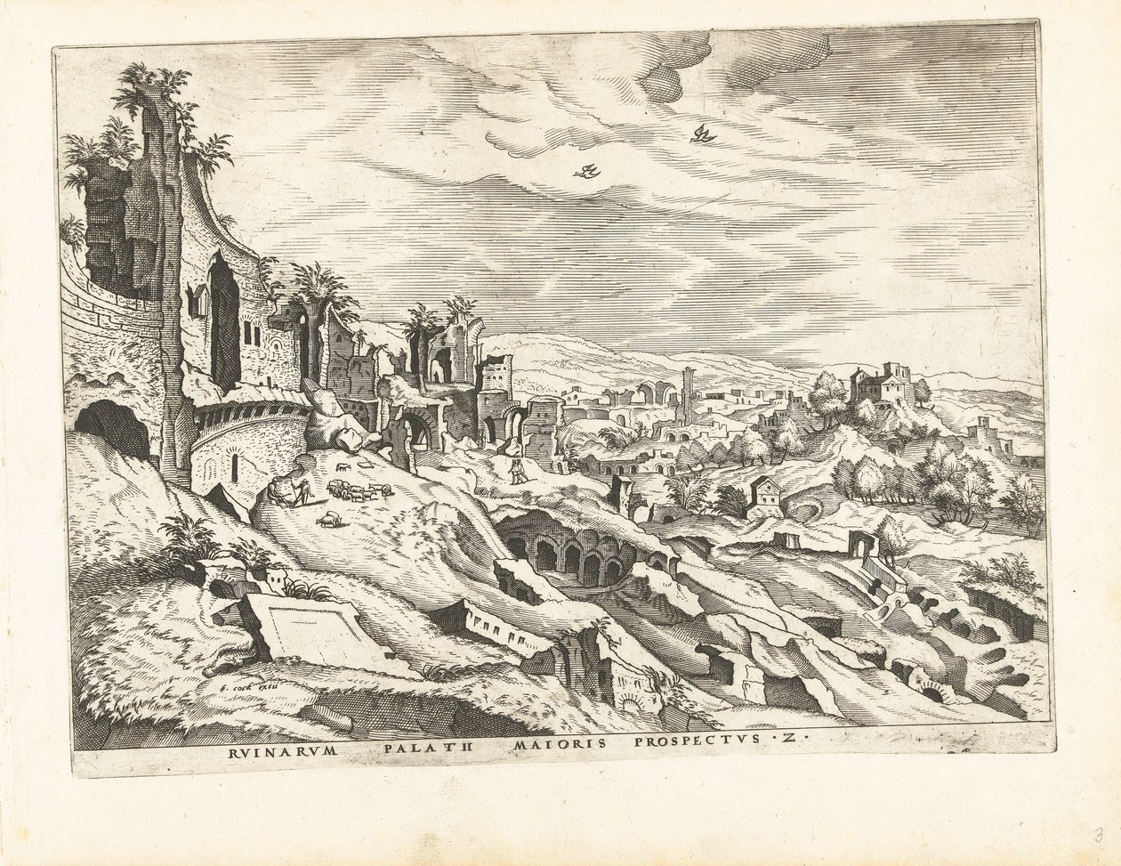 Segunda vista do Palatino em Roma
Ruínas romanas, 1561 (título da série) de Johannes of Lucas van Doetechum (attributed to)