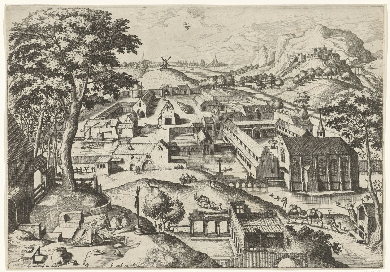 Paisagem com São Jerónimo
Hieronymus in deserto (título sobre o objecto)
Paisagem com histórias cristãs (título da série) de Johannes of Lucas van Doetechum