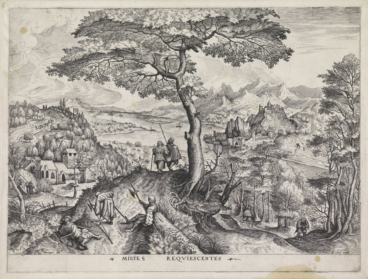 Paisagem com soldados em repouso
Milites Requiescentes (título sobre o objecto)
Grandes paisagens (título da série) de Johannes of Lucas van Doetechum