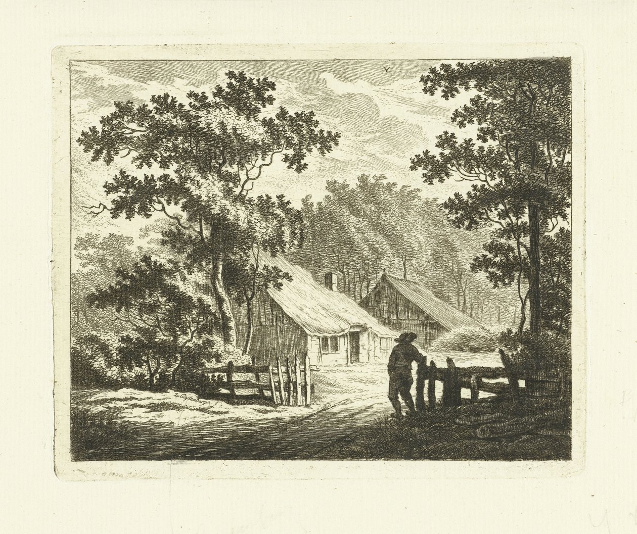 Paisagem com fazenda e quintal com cerca de Johannes van Cuylenburgh