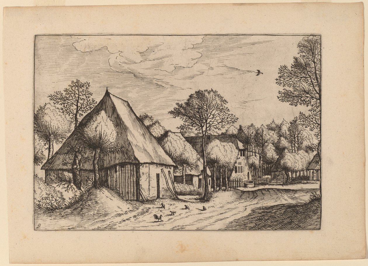 Um curral com um poço de Johannes van Doetechum, the Elder and Lucas