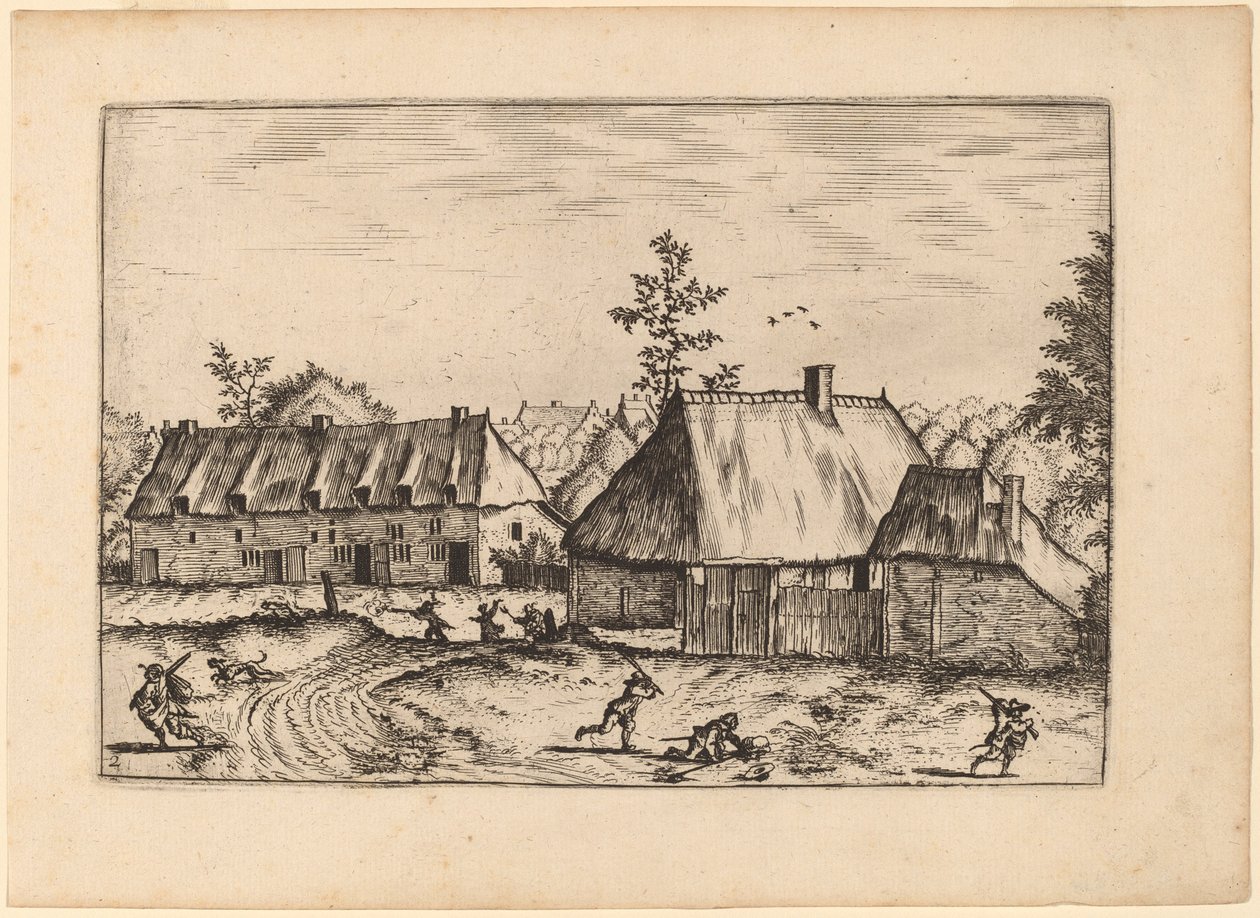 Fazenda e fileira de casas de Johannes van Doetechum, the Elder and Lucas