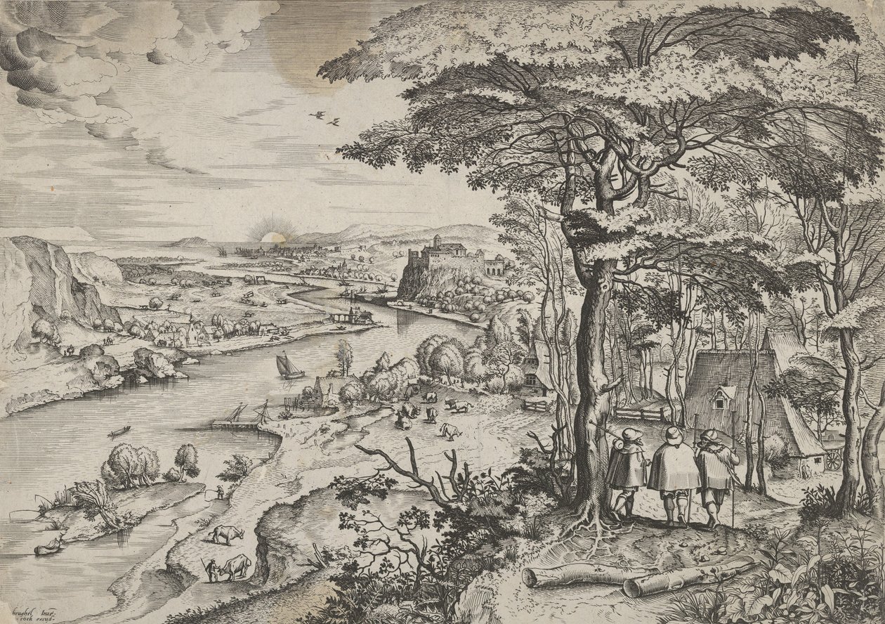 Euntes in Emmaus Landscape with Pilgrims, ca. 1555-56. Criadores: Johannes van Doetecum I, Lucas van Doetecum. de Johannes and Lucas van Doetecum