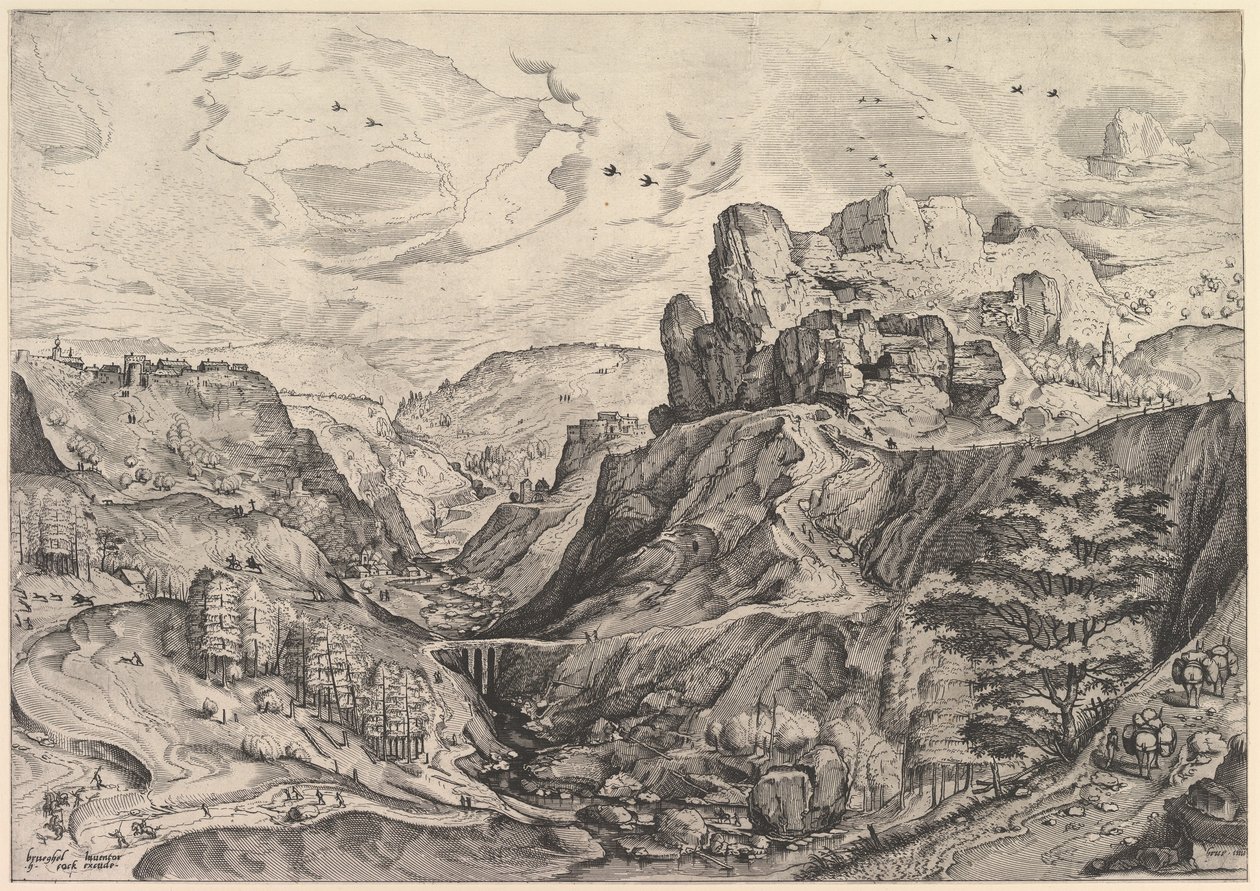 Alpine Landscape with a Deep Valley from The Large Landscapes, ca. 1555-56. de Johannes van Doetecum I