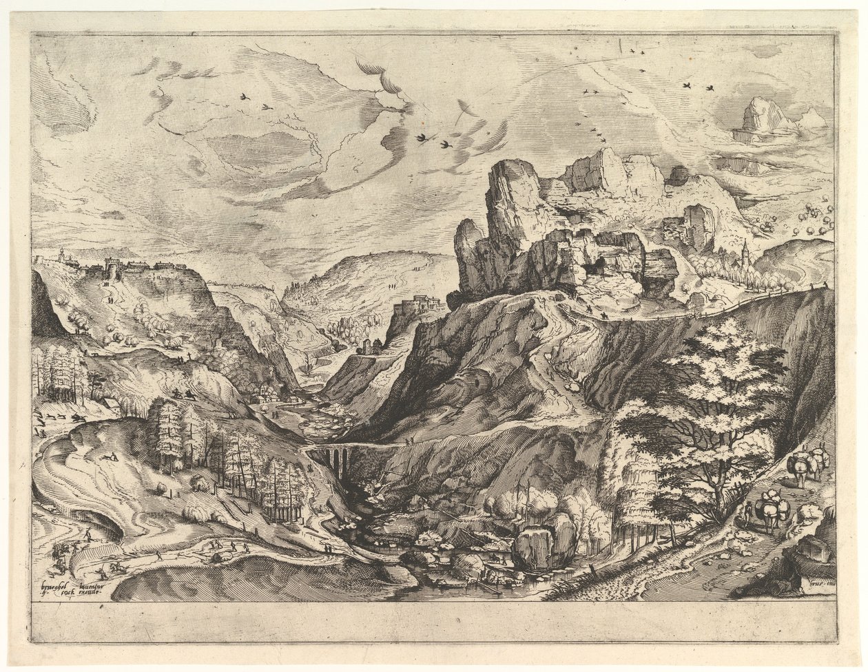 Alpine Landscape with a Deep Valley from The Large Landscapes, ca. 1555-56. de Johannes van Doetecum I