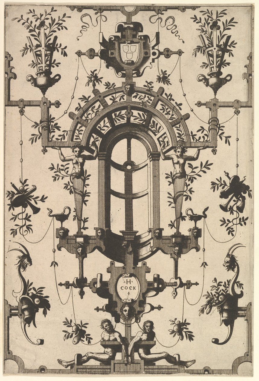 Grotesco moderno com Strapwork, 1554. de Johannes van Doetecum I