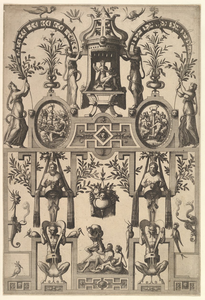 Grotesco moderno com Strapwork, 1557. de Johannes van Doetecum I