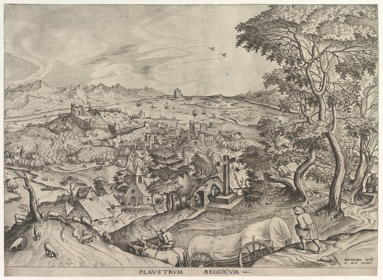The Belgian Wagon Plaustrum Belgicum from The Large Landscapes, ca. 1555-56. de Johannes van Doetecum I