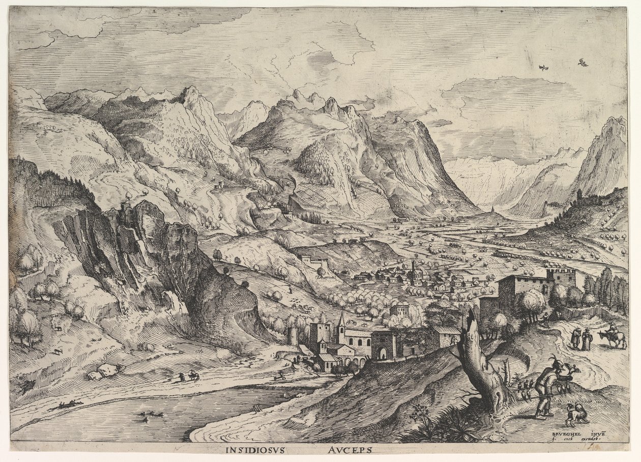 O Crafty Bird-Catcher Insidiosus auceps de The Large Landscapes, ca. 1555-56. de Johannes van Doetecum I